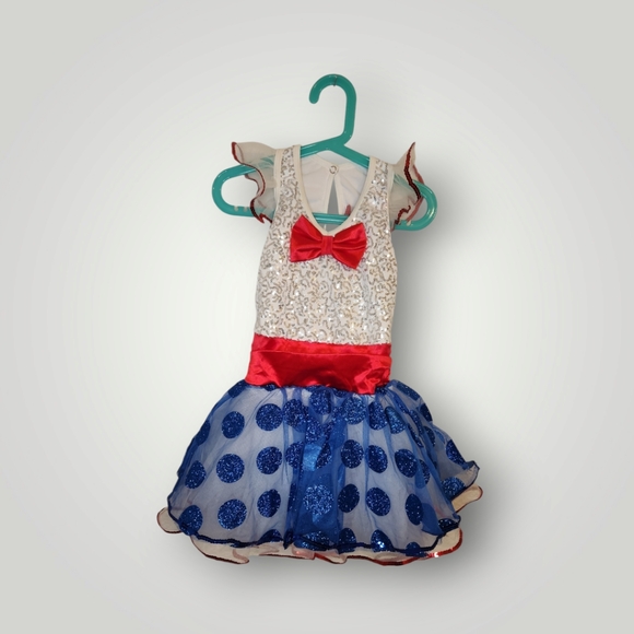 Weissman Good Ship Lollipop Tap Jazz Dance Costume Red White Blue Size LC - Picture 1 of 16